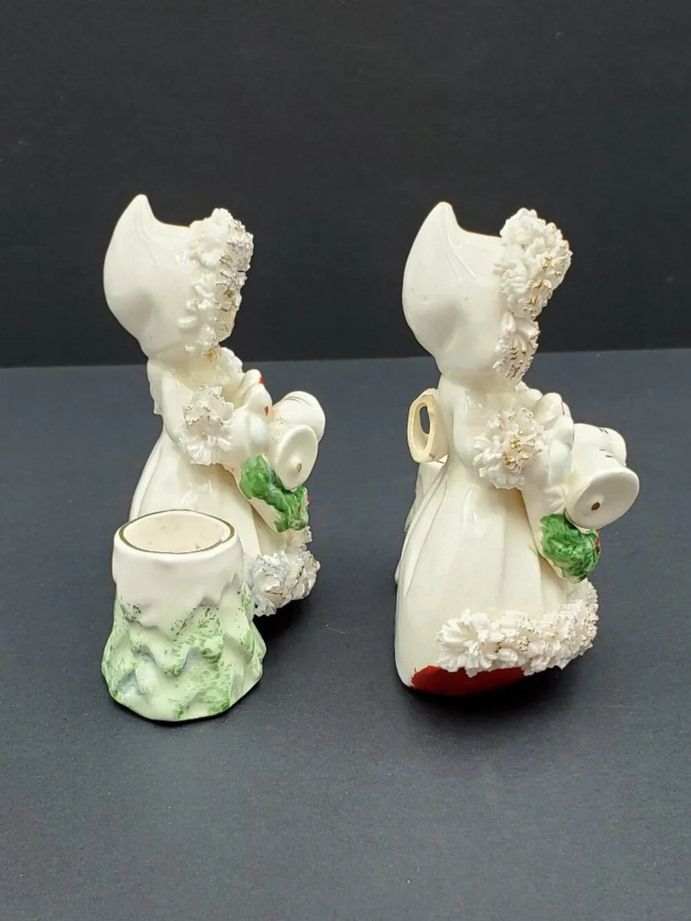 Commodore Japan Spaghetti Trim Angels Candle Holders Lace Girls Holiday Figures